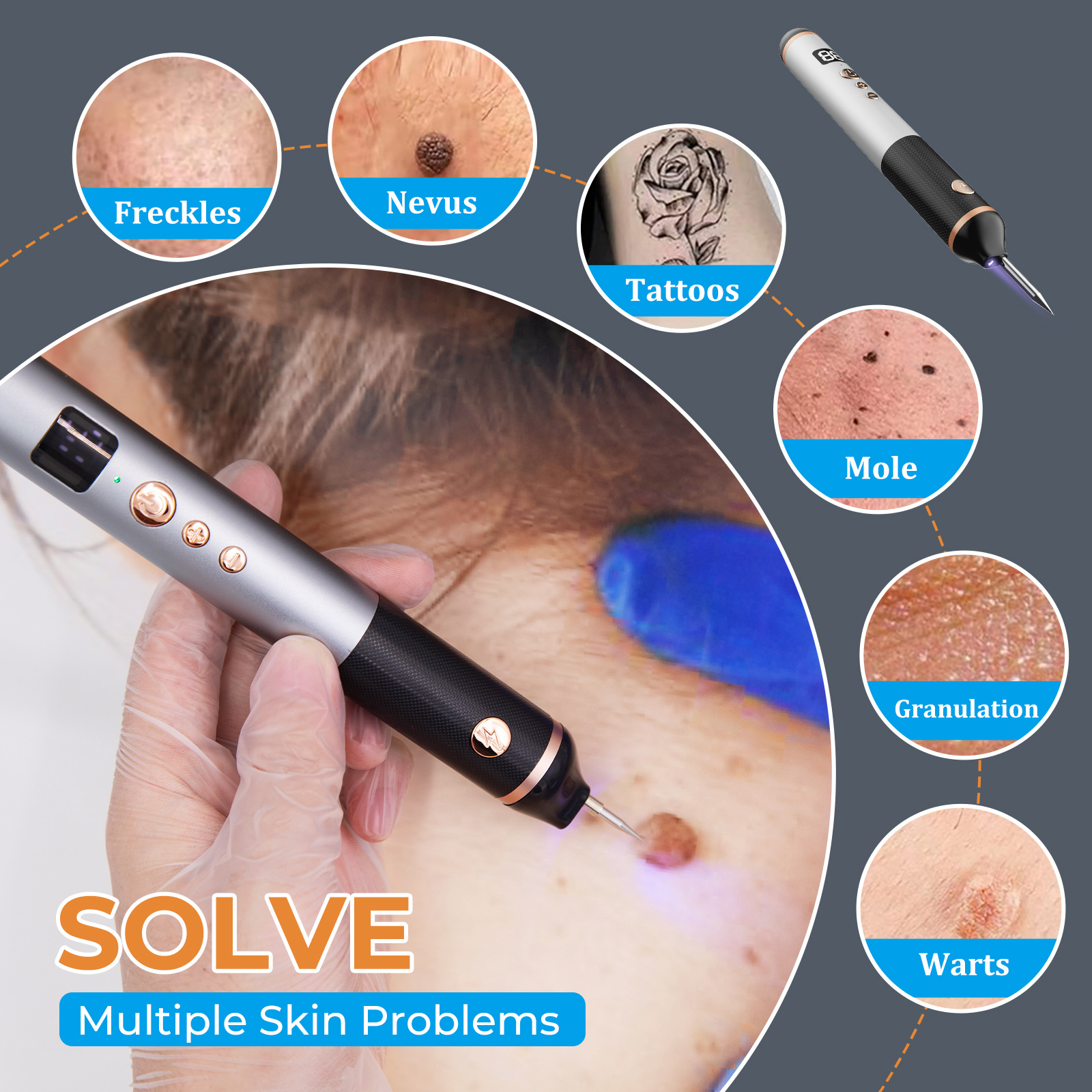 Cross-Border 15-Speed Mole Spot Pen, Xiaobai Special Beauty Instrument for Removing Spots and Moles, Laser Picosecond Sweeping Spot Mole Pen