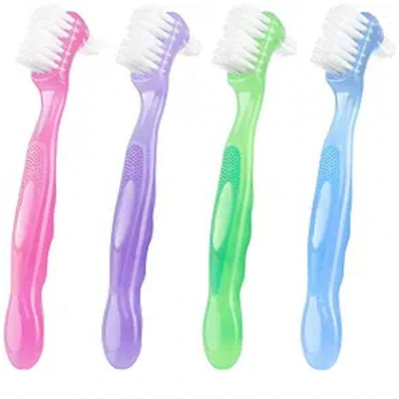 Двусторонняя щетка для чистки зубных протезов, уходовая щетка для протезов, желейная щетка