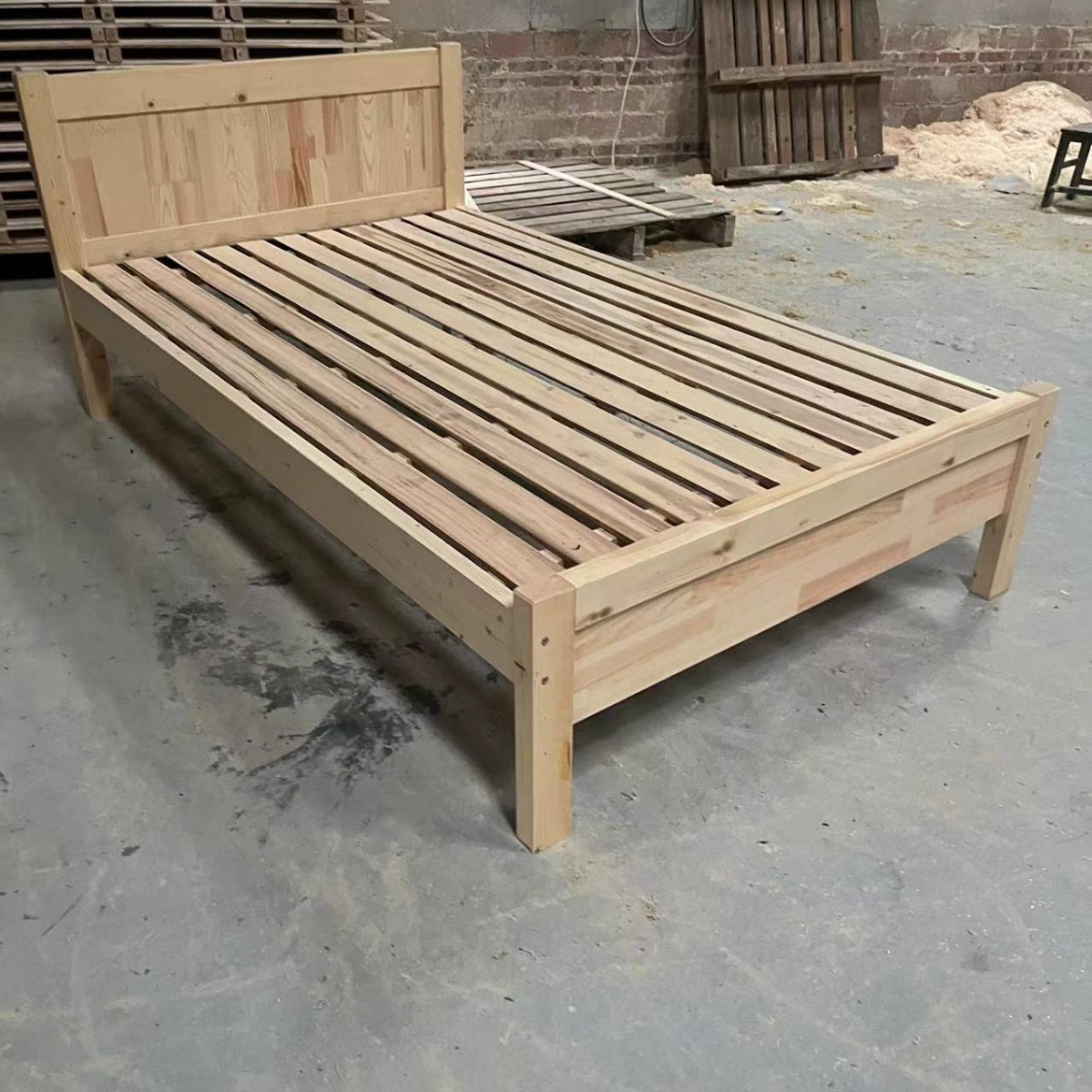 Cheap Wholesale Solid Wood Bed 1.5m Pine Double Bed 1.2m Simple and Simple 1m Single Bed Factory Direct Sale