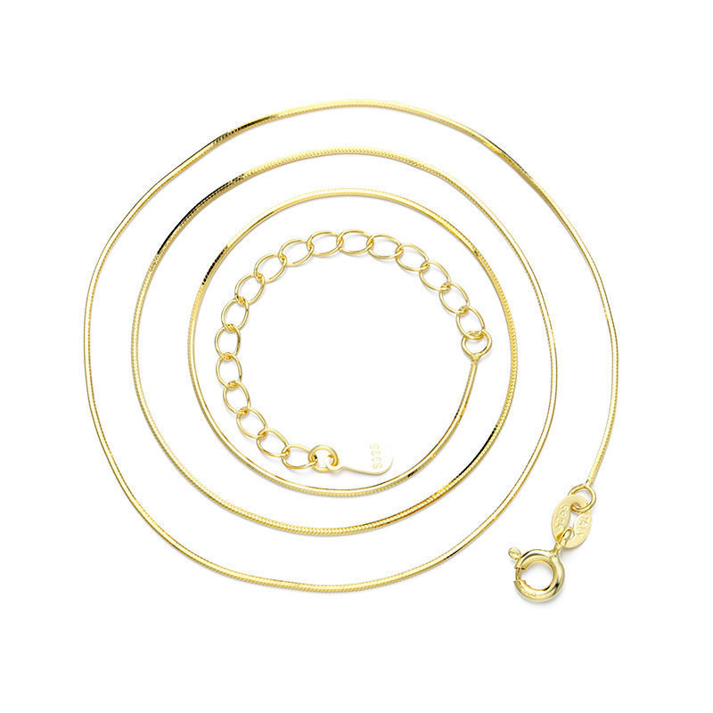 Silver Imitation 14K/18K Necklace for Women, Clavicle Chain, Gold-Plated Chain, Bare Chain, Extended Chain, Non-Fading