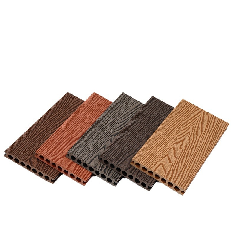 Wpc Wood Plastic Outdoor Floor Terrace Courtyard Garden Wood Grain Round Hole Co-Extruded Floor Pvc Outdoor Plastic Wood Floor Factory