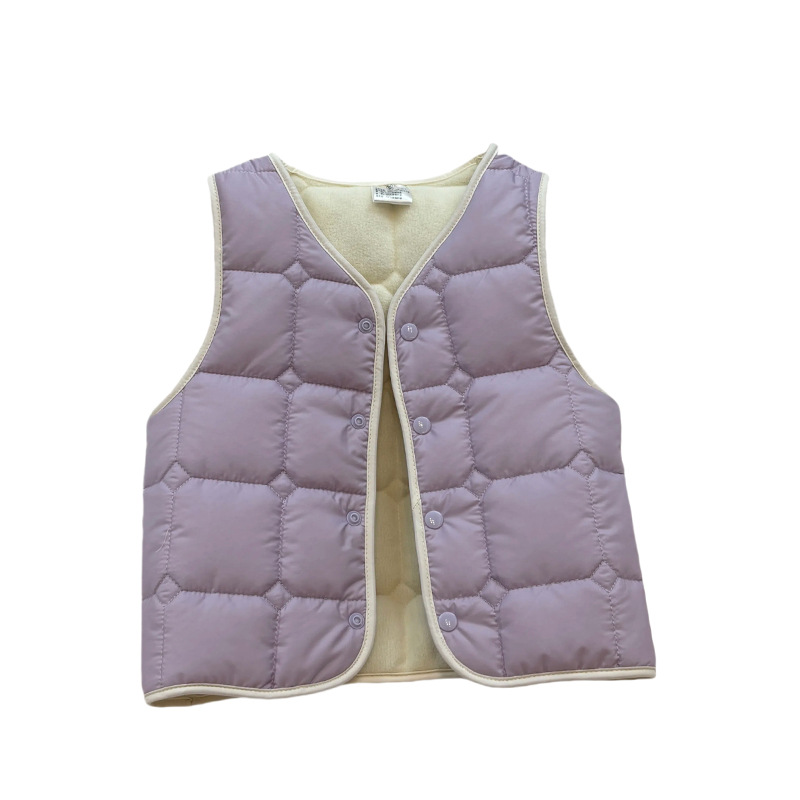 Foreign Trade Cross-Border Kidsren's Velvet Cotton Vest, Lightweight 2025 Autumn and Winter New Baby Baby Quilted Sleeveless Vest