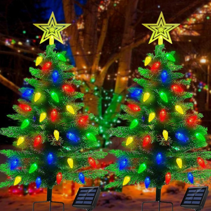 solar christmas tree light led lawn light outdoor courtyard decorative light garden floor insert light christmas decorative light