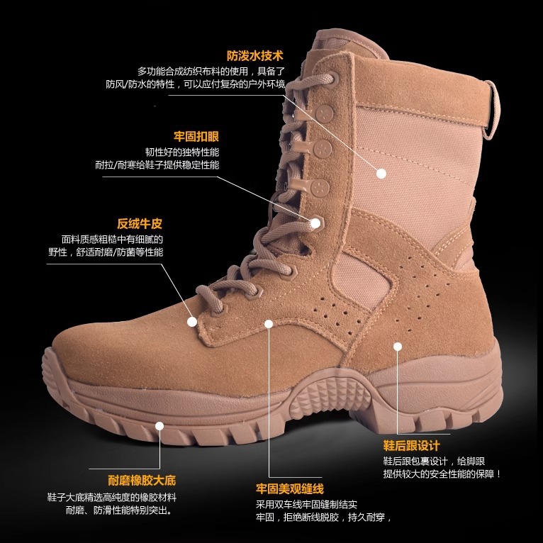 Ультралегкие высокие износостойкие боевые тренировочные ботинки, новые коричневые боевые тренировочные ботинки, водонепроницаемые и проколостойкие, с боковой молнией, для пустынных условий