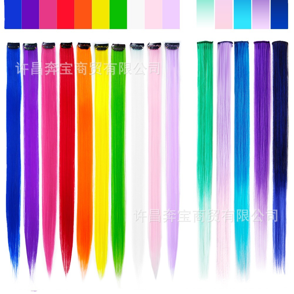 Color hair extension single card ear dyeing wig straight highlight invisible clip in hair extensions