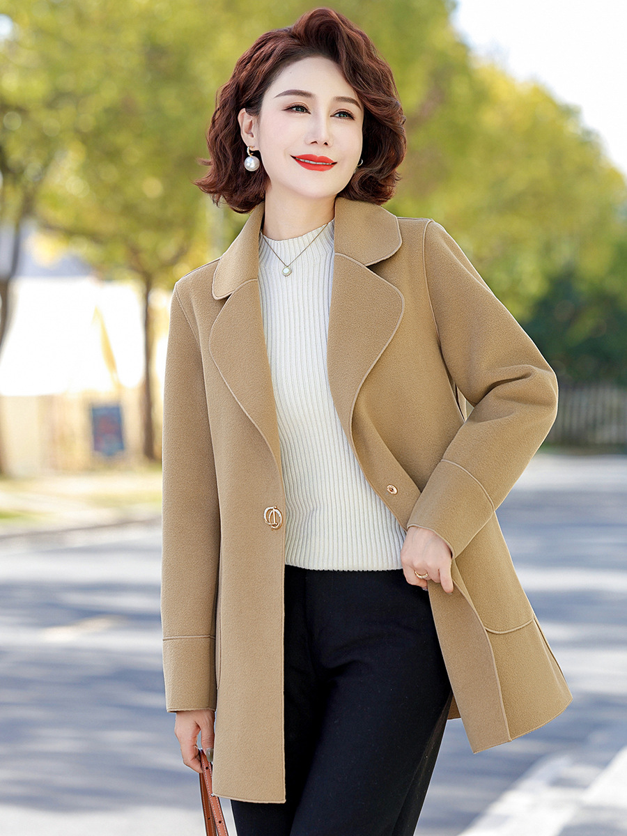 Qiao Yaying Elegant Mother's Solid Color Coat New Spring Western Style Lapel Mid-length Middle-aged Women's Trench Coat