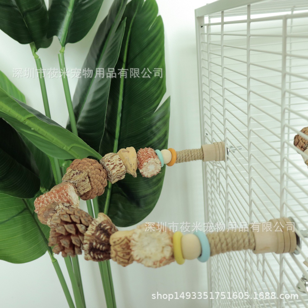 Parrot toy mountain pineapple nut pine cone string log block bite string climbing ladder grinding beak bird toy landscaping bird