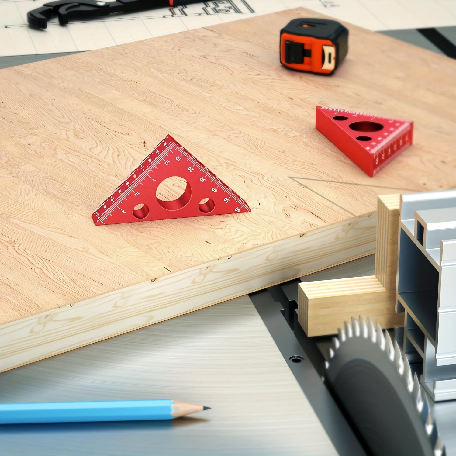 3D Dual Scale Triangle Square 45 and 90 Degree Triangle Cross-Border