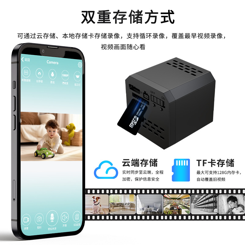 New F1 smart camera home remote monitoring wifi camera HD punch-free small camera cross-border