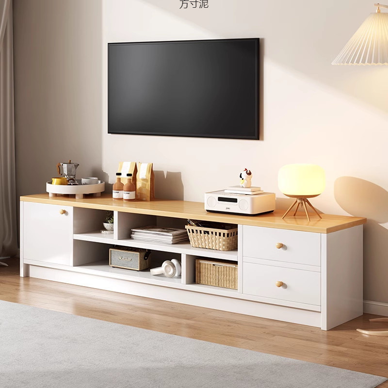 Tv Cabinet Living Room Small Apartment Floor-Standing Simple Modern 2025 New Storage Cabinet Bedroom Wood Color Tv Cabinet