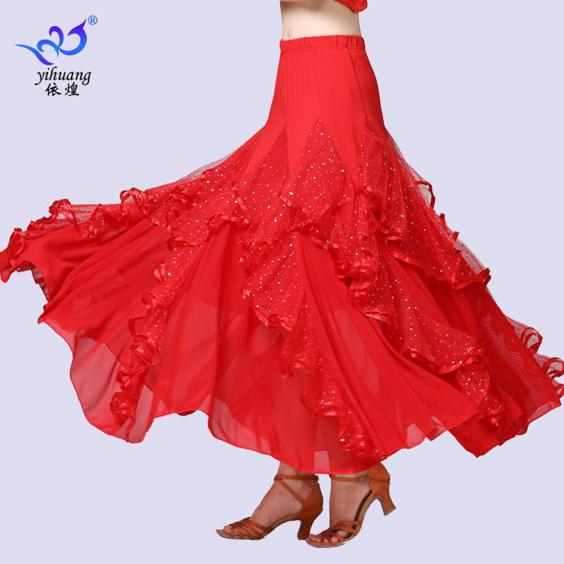 New Ballroom Dance Dress Sequin Long Dress Modern Dance Skirt Square Dance Big Dress Practice Dress Performance Dress