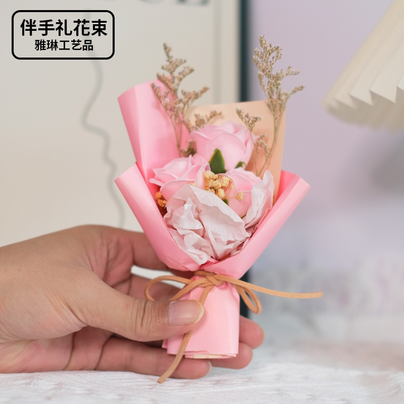 Artificial Flowers, Dried Flowers, Finished Products, Mini Baby's Breath Small Bouquets, Rose Soap Flowers, Everlasting Flowers, Cross-Border Wholesale, Handmade Flowers
