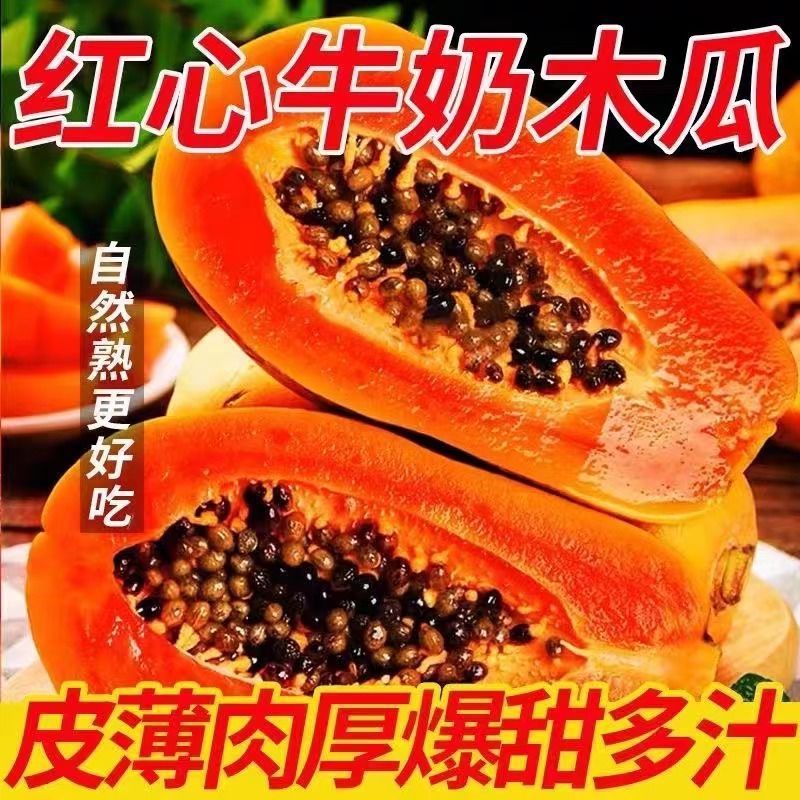 Свежесобранная папайя Гуанси, сезонная сахарная папайя, не Лейчжоу, спелая на дереве оптом, естественно спелая
