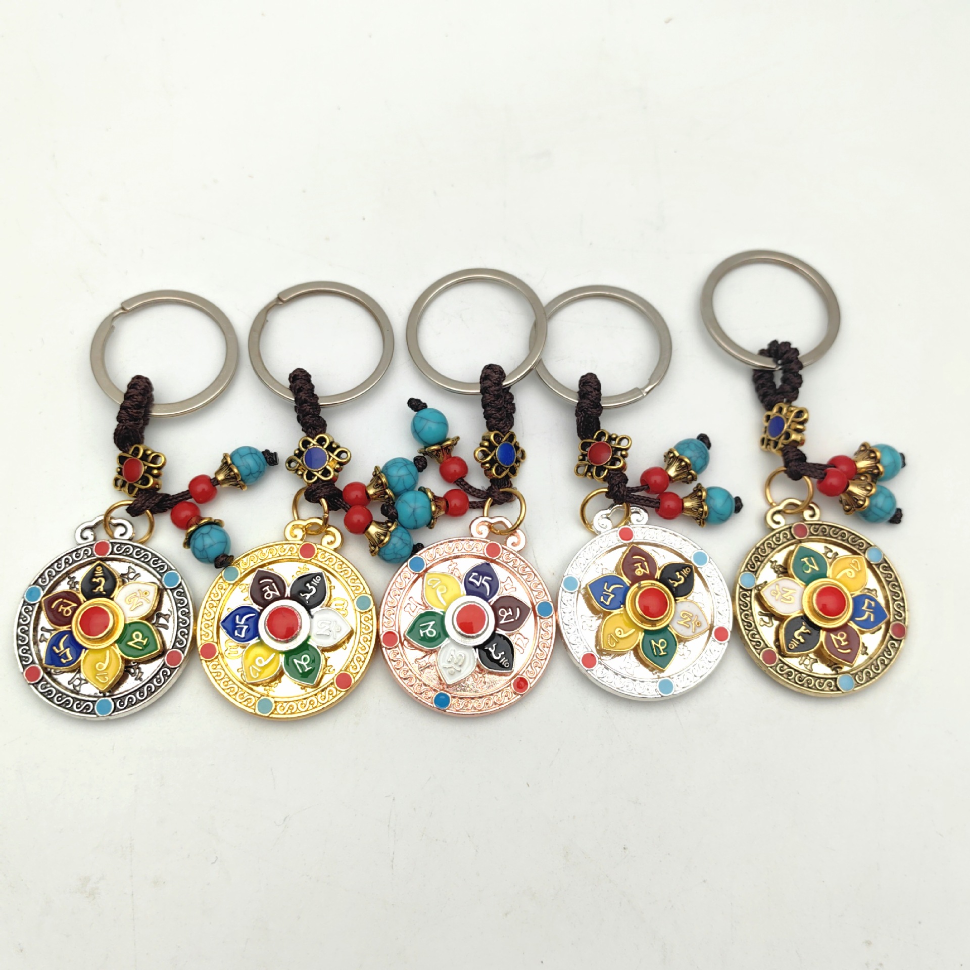 Xizang ornaments rotating nine palace gossip twelve zodiac luggage car hanging key chain tassel six words true words eight auspicious accessories