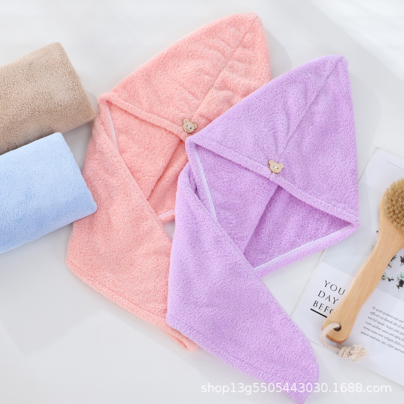 High density hair drying cap quick-drying women's absorbent coral fleece closed toe towel shampoo microfiber strong absorbent shower cap wholesale