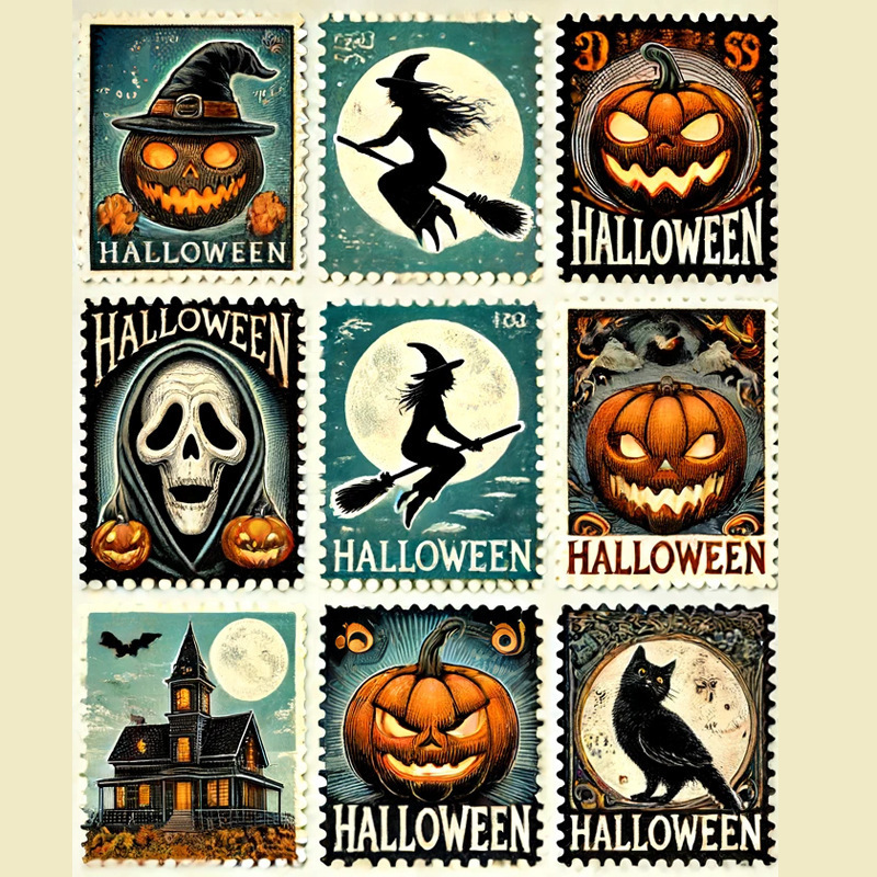 Cross-Border New Hot Product Halloween Stamps Amazon Halloween Horror Pumpkin Ghost Stamp Stickers