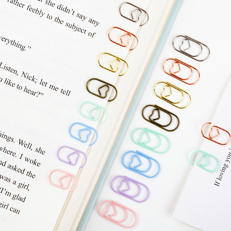 Hot sale mini love paper clip wholesale free shipping macaroon color heart-shaped paper clip metal creative paper clip