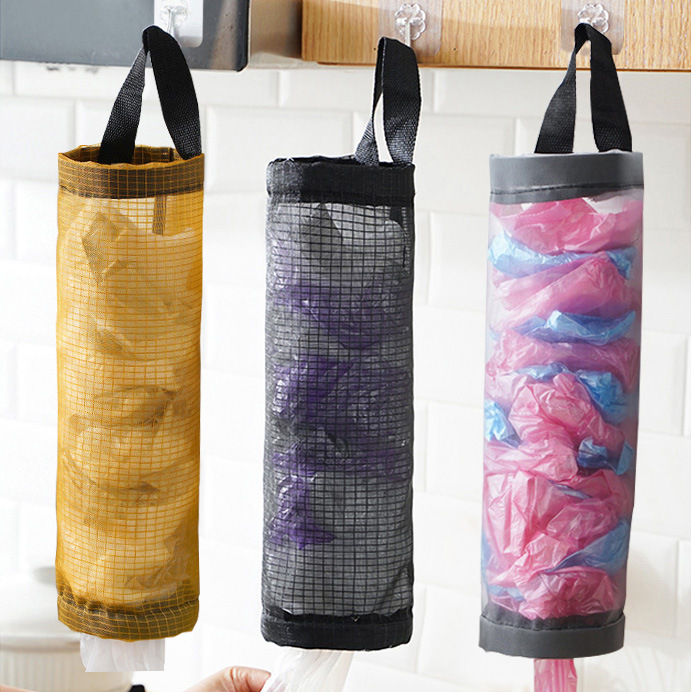 Сумка для хранения мусора на кухне на стене Съемный круглый органайзер для пластиковых пакетов