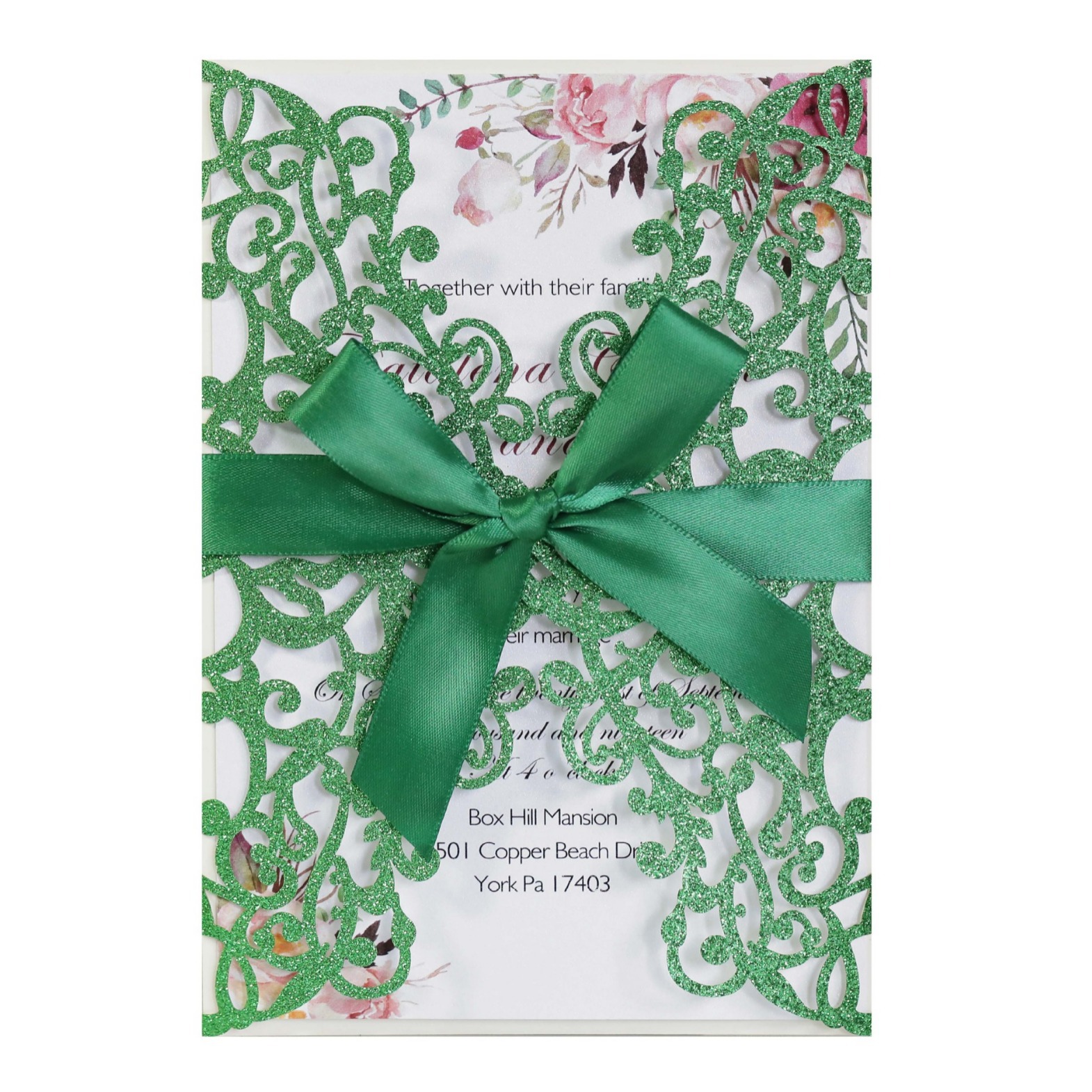 Cross-Border Export Amazon Glitter Paper Powder Wedding Invitation Greeting Card Laser Hollow Invitation Spot Wholesale