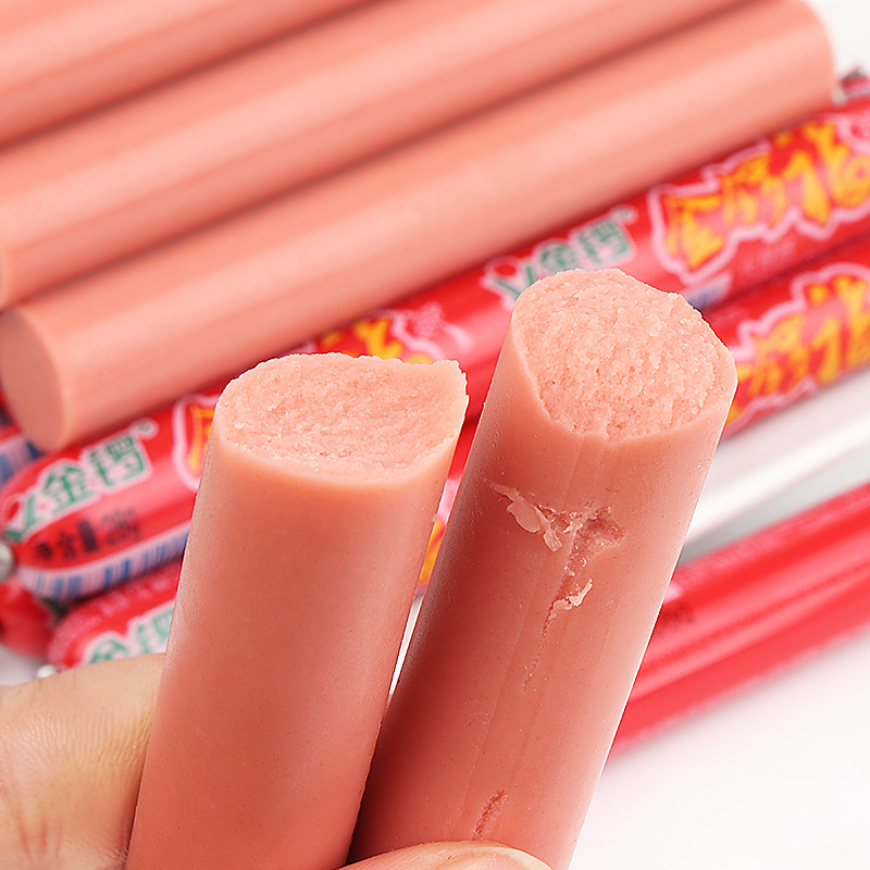 Jin Luo fu ham sausage 28g * 100 whole box wholesale barbecue string stall roasted starch sausage Jin Luo ham