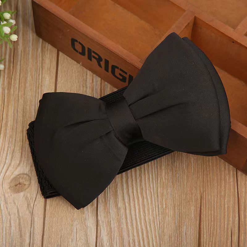 Korean-style Chiffon Bow Elastic Elastic Belt Women's All-match Decorative Wide Waist Seal Skirt Belt Dress Accessories