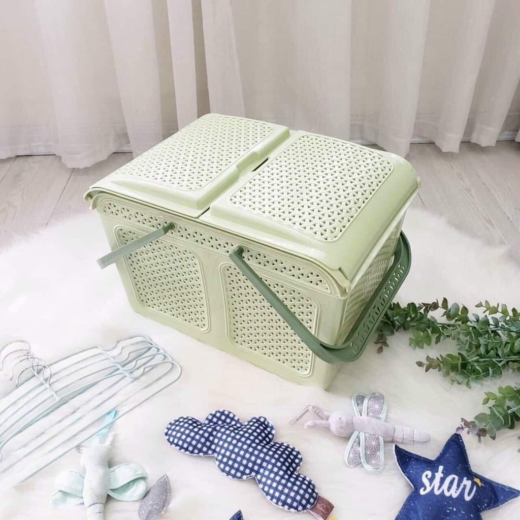 New Home Kitchen Storage Basket Camping Style Satchel Plastic Storage Basket Carrying Vegetables, Fruits and Drinks Outdoor Basket
