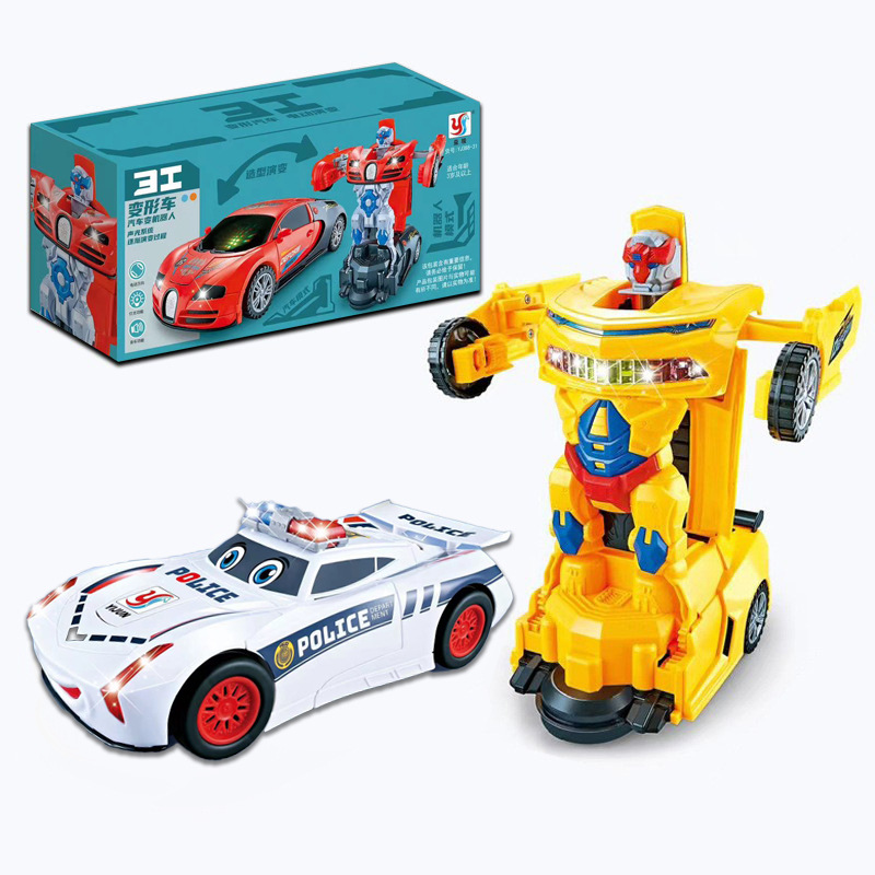 Электрическая трюковая машина с трансформацией в робота, музыка и свет, универсальная детская игрушка оптом