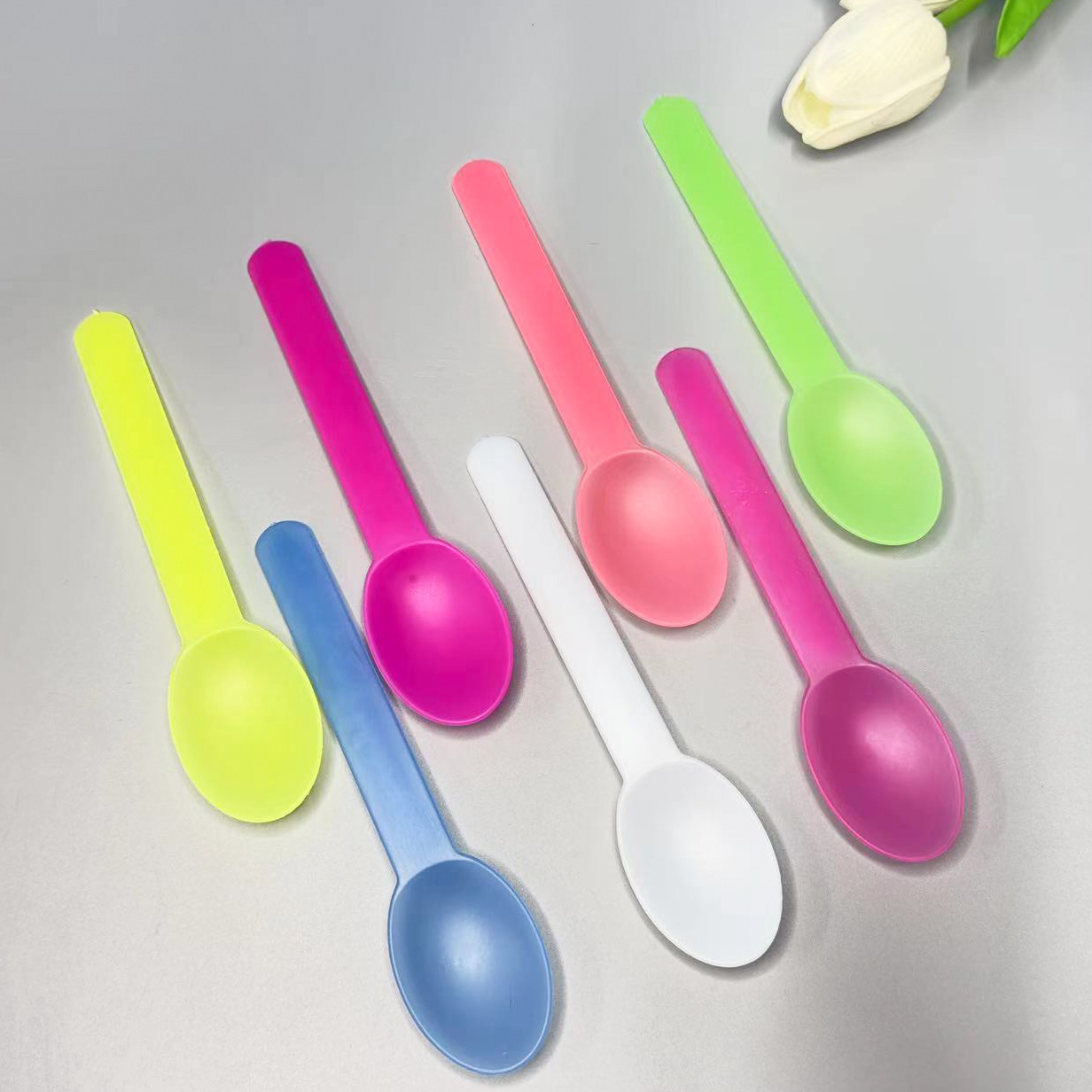 12.7*3cm Pp Spoon, Food-Grade, Thickened, Household Soup Spoon, Biodegradable, Logo Can Be Printed, Tableware