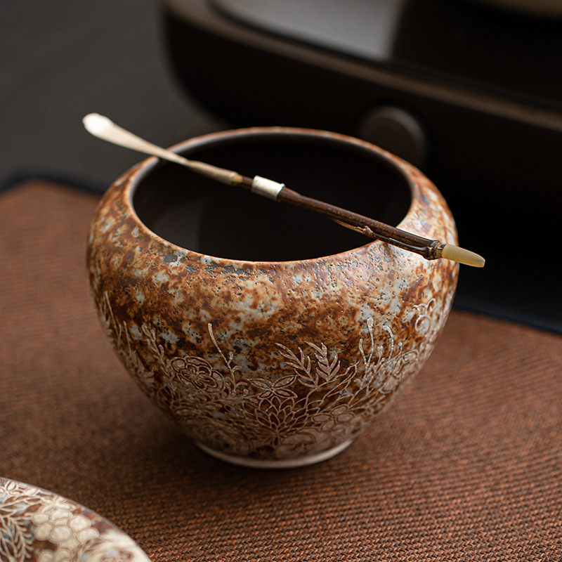 Jixuan Old Rock Mud Fanhua Silver-gilt Jianshui Household Kung Fu Tea Set Waste Water Tank Tea Dregs Tank Water Pittoon Cup Washing Washer