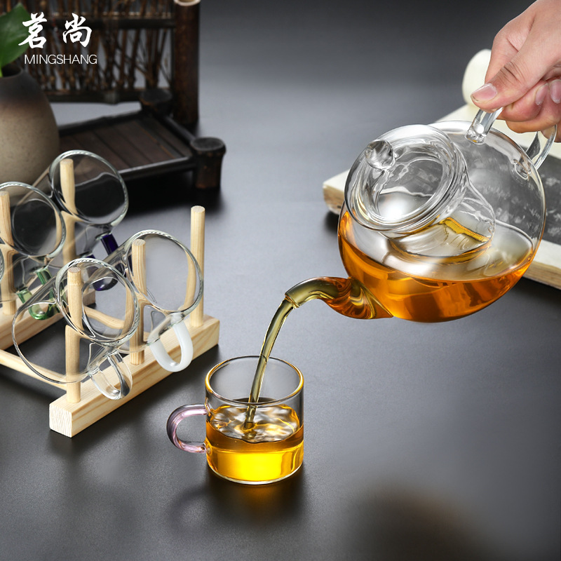 Thick glass small tea cup personal tea cup tea cup kung fu handle Cup transparent glass glass glass cup mini tea cup