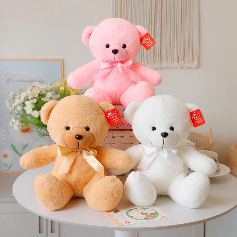 New Colorful Coco Bear Doll Bow Tie Bear Plush Toy Candy Color Bear Children's Doll Birthday Gift Brown