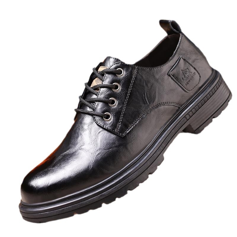 Leather Shoes Men's Lace-up Workwear Men's Shoes Thick-soled All-match High-height Shoes Casual Leather Non-slip Men's Shoes Cotton-padded Men's Shoes