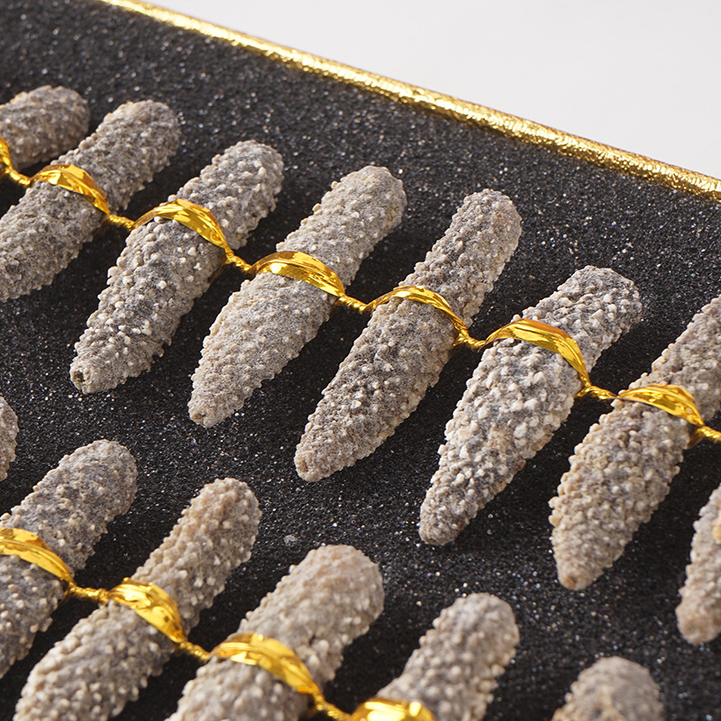 Source Spot 20 Black Gold Thorn Light Dried Sea Cucumber Abalone Gift Box Packed New Year Gift Group Purchase Sea Cucumber Dry Goods Wholesale