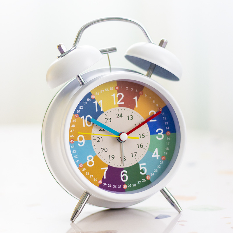 Rechargeable Early Education Children's Metal Small Alarm Clock Girls Boys Desktop Wake-up Clock Special Learning Clock for Students