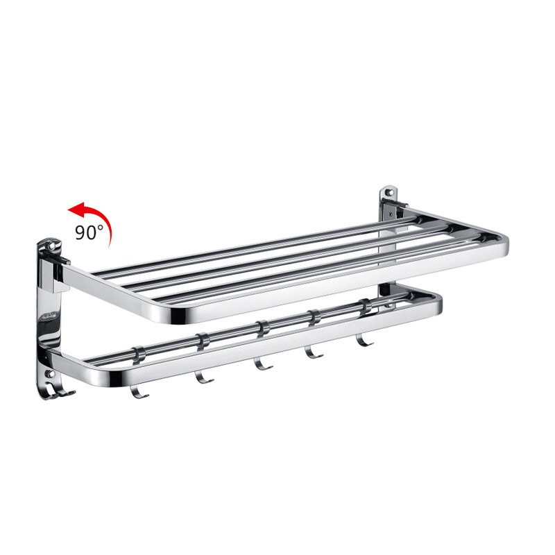 Household Towel Rack, No-Drill, 90-Degree Folding Towel Rack, Bathroom Towel Rack, Extendable, Cross-Border Shipping