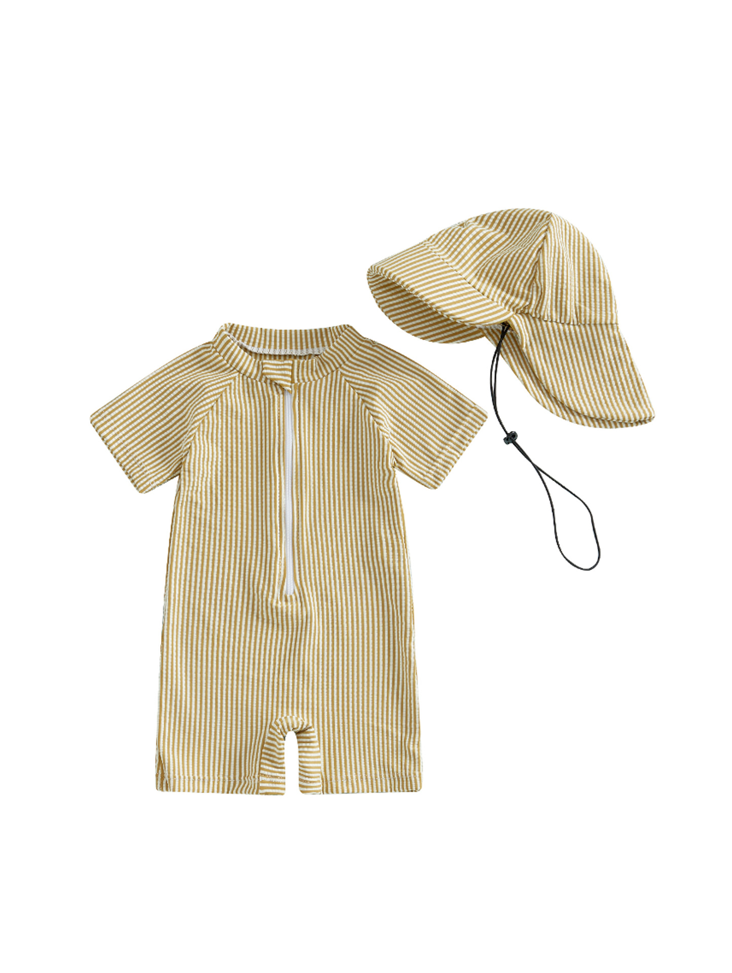 70-80-90-100-110 hat one-piece special striped short sleeve children's swimsuit