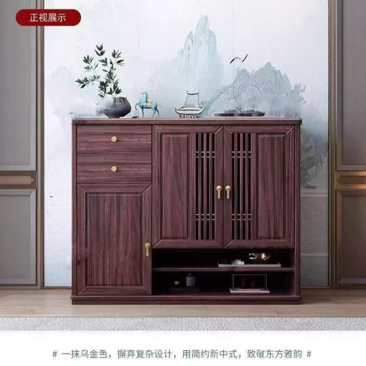 New Chinese Style Solid Wood Shoe Cabinet Home Entrance Storage Rack Entrance Wall Entrance Cabinet Solid Wood Shoe Cabinet