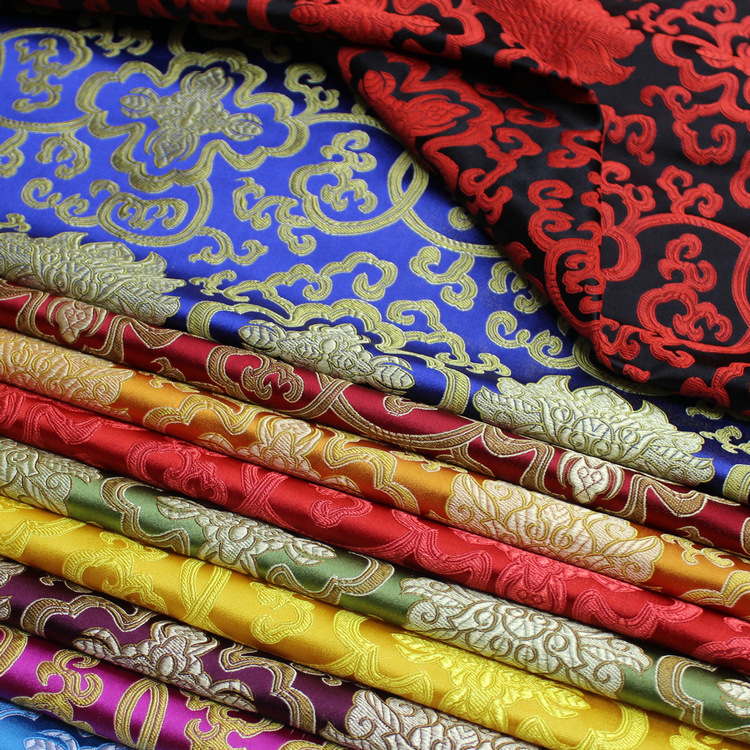 Cheongsam cotton-padded jacket stage spinning satin fabric decorative crafts cushion pillow brocade rich flower fabric