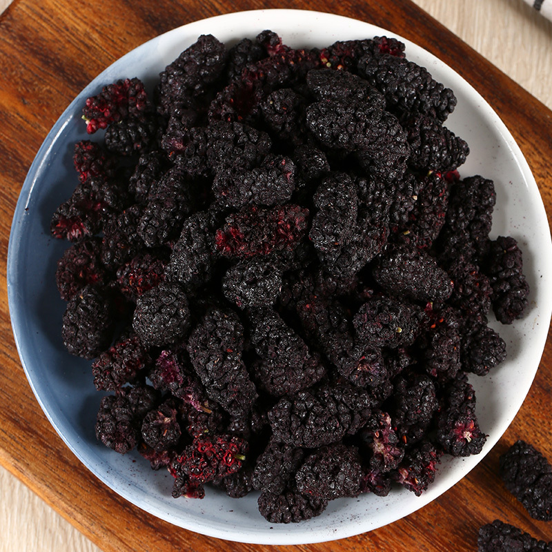 Fd Freeze-Dried Black Mulberry Original Sour and Sweet Unsweetened Ready-To-Eat Fruit Crispy Snacks Without Added Oil and Salt