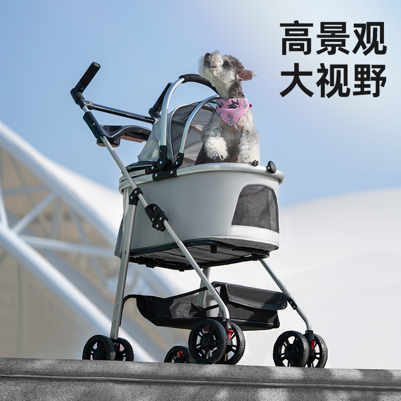 Small and medium-sized dog multifunctional pet cart outdoor travel large walking dog cart portable foldable cross-border sale