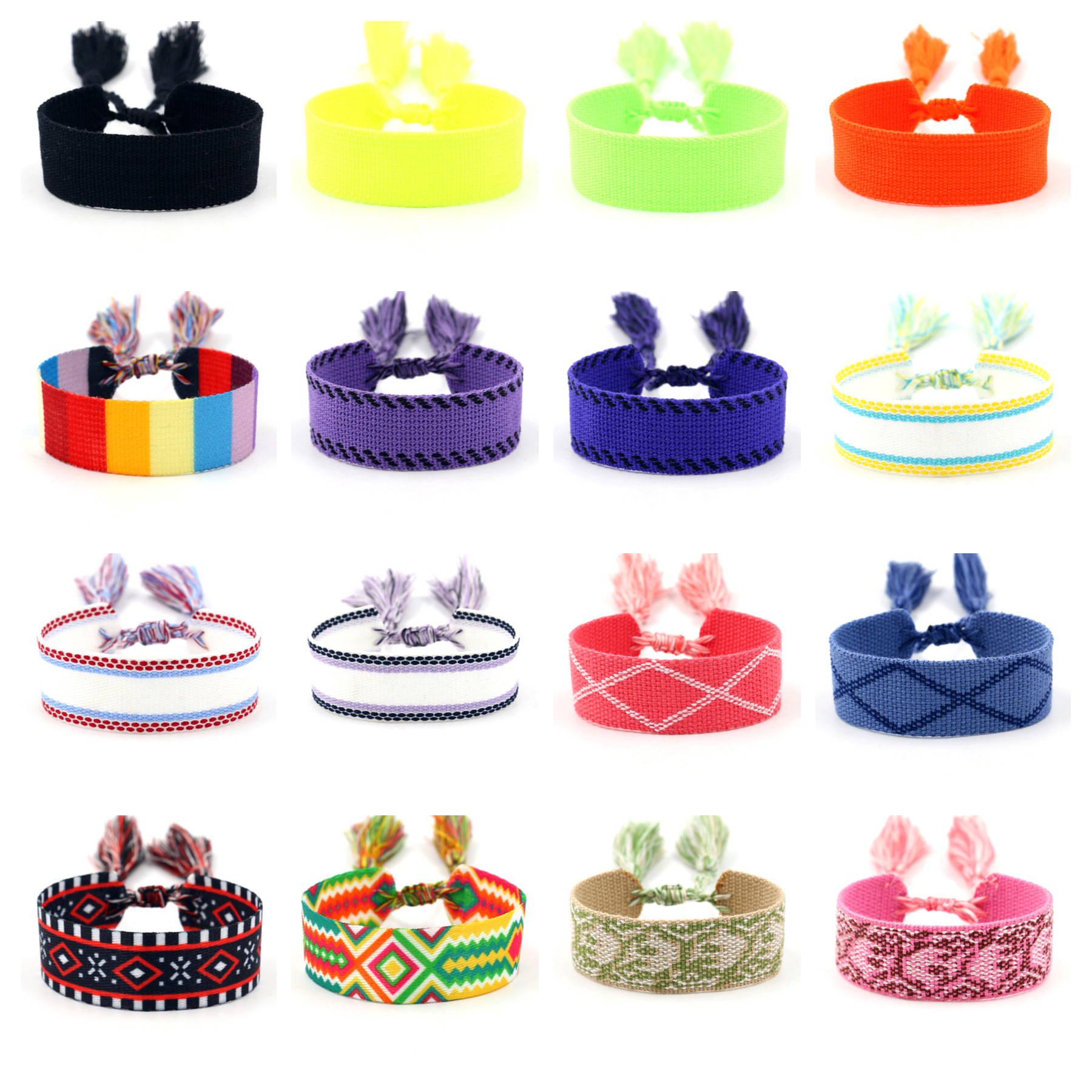 Spot Wholesale 326 Colors Optional Ethnic Style Blank Webbing Bracelet Can Be Embroidered Tassel Woven DIY Wrist Strap