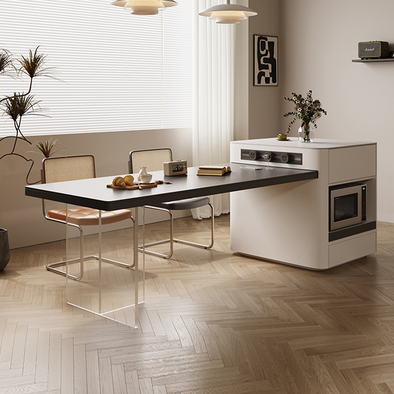 Итальянский минималистичный островной стол, обеденный стол с интегрированной многофункциональной печью, новый раскладной стол из сланца