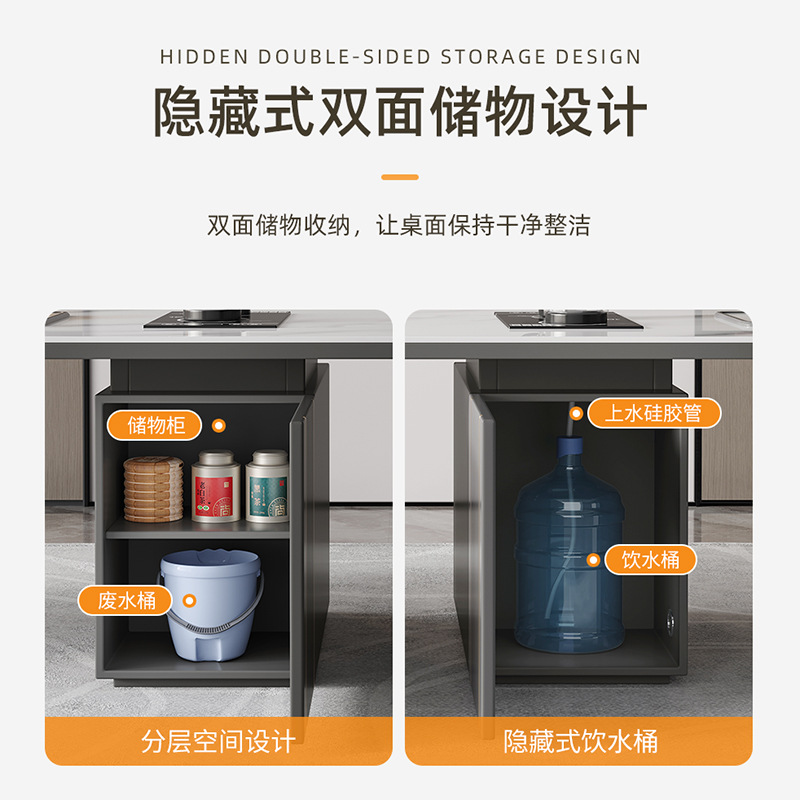 Wholesale Light Luxury Simple Modern Slate Tea Table and Chair Combination Balcony Kettle Integrated Office Slate Small Tea Table