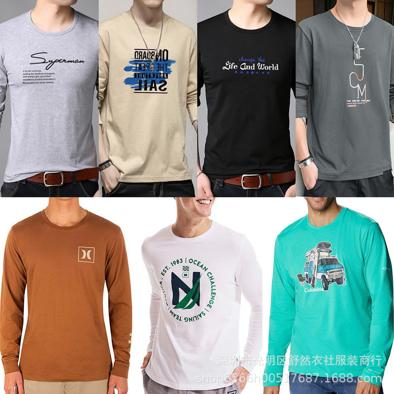 Запас весенне-осенней мужской футболки с длинным рукавом внешней торговли оптовая поставка мужской одежды с длинным рукавом