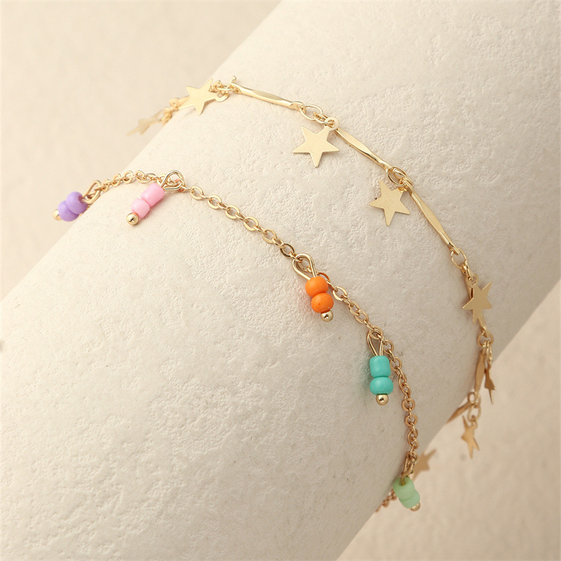 Cross-border Spring New Niche Design Colorful Rice Beads Butterfly Love Star Pendant Flower Decoration Children's Foot Chain