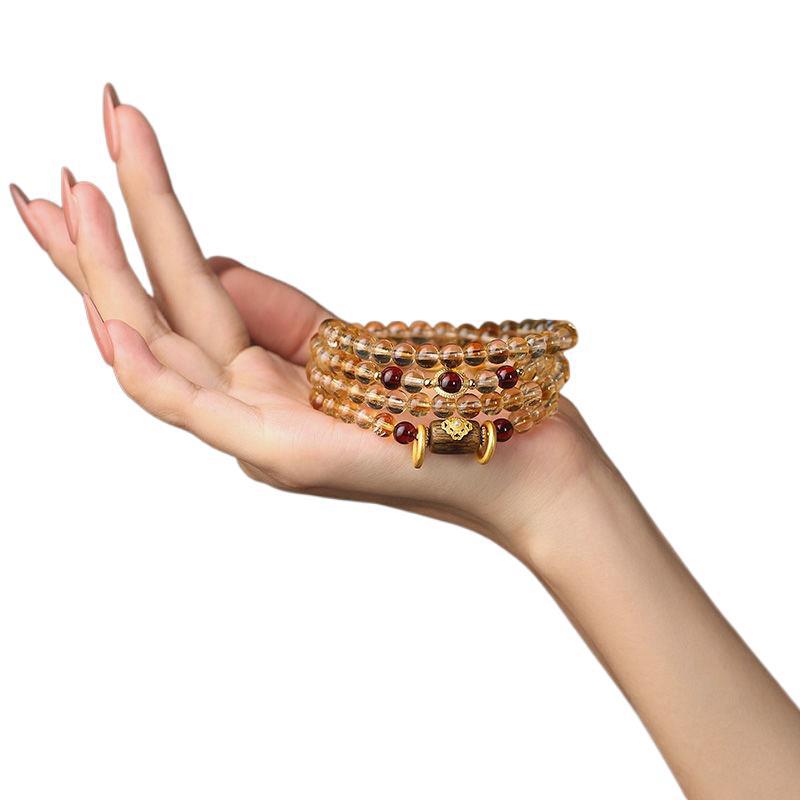 Phoenix Rebirth Citrine Bracelet Women's Collectible Beaded Blood Amber New Chinese Style Multi-Ring Silver Bracelet Bracelet