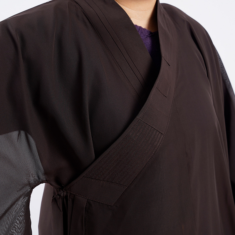 Jiulianhua monk clothing factory straight hair Haiqing clothing hemp yarn table hemp wide sleeve coat Haiqing monk clothing Zen