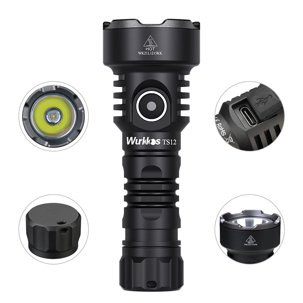 WURKKOS TS12 Strong Light Flashlight Outdoor Ultra-bright Long-range Small Portable Rechargeable Waterproof