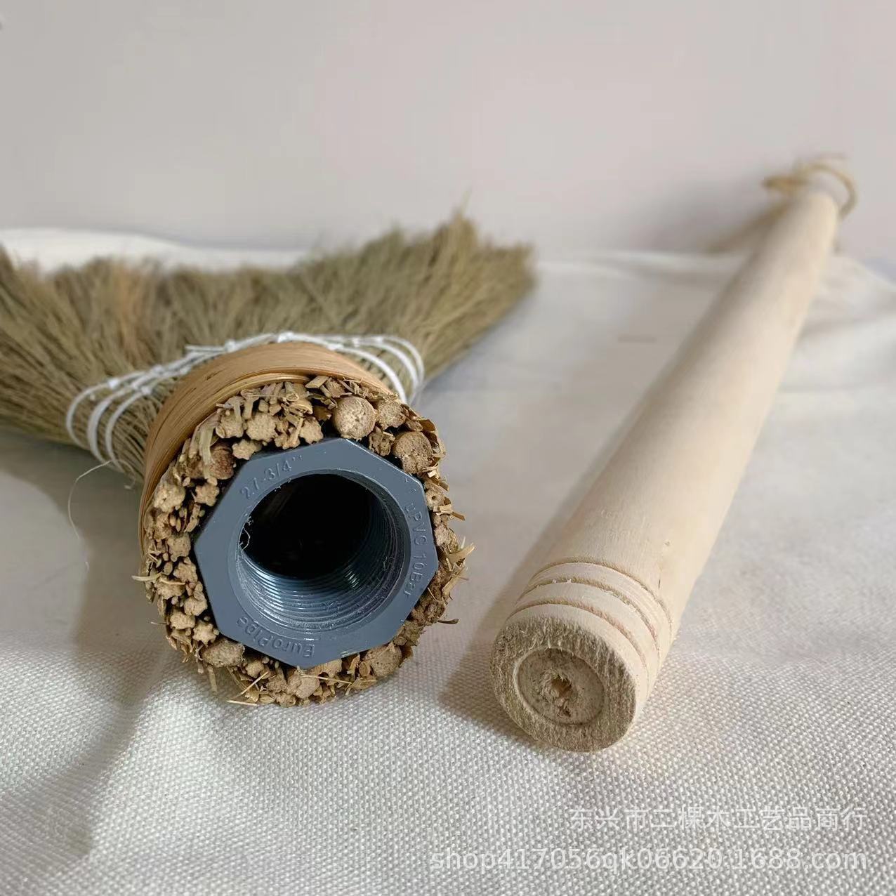 Folk handmade miscanthus weaving detachable broom farmhouse pastoral broom home broom