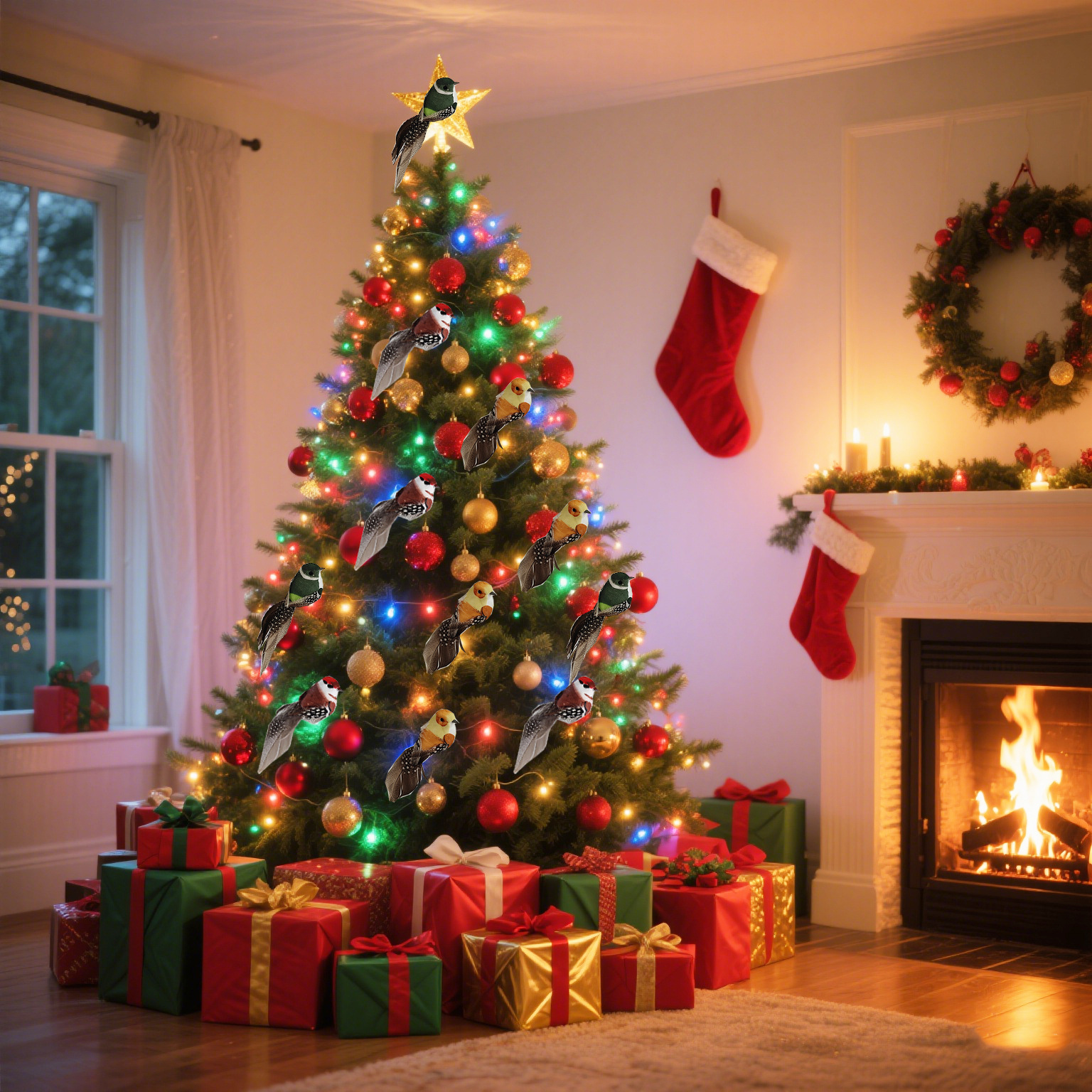 5-Pack Foam Bird Artificial Bird Feather Bird Christmas Tree Garland Garden Decoration 11cm Cross-Border Hot Style